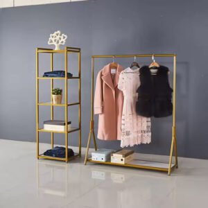 Gold Garment Rack – Fashion Store Floor Stand