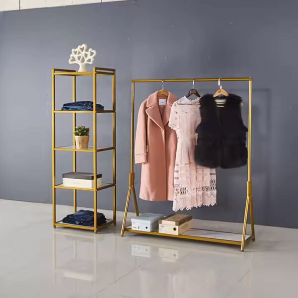Gold Garment Rack – Fashion Store Floor Stand