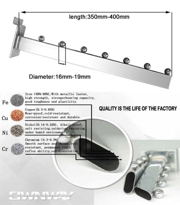 Straight Chrome Hanging Display Hook with 7 Beads