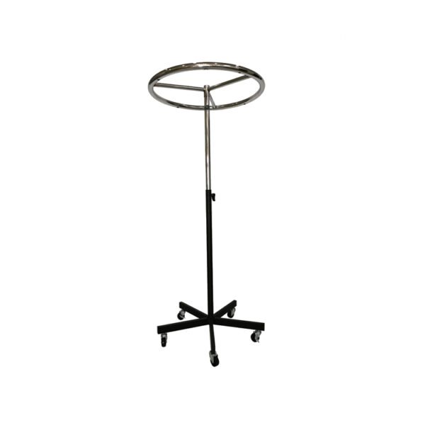 Chrome Round Rotating Rack | Iron Garment Display for Retail & Boutique