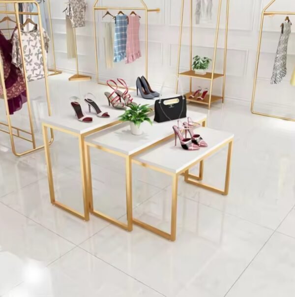 Gold Garment Rack with Display Table – Boutique Shop Fitting Set