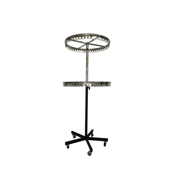 Chrome Rotating Rack | Adjustable Height Round Display for Belts & Scarves