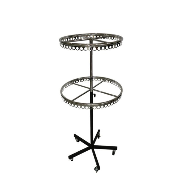 Chrome Rotating Rack | Adjustable Height Round Display for Belts & Scarves