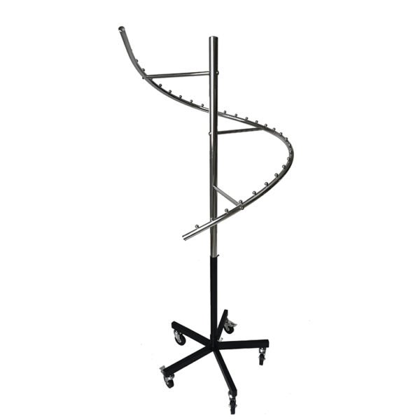 S-Shaped Garment Display Rack | Metal Spiral Stand for Hotels & Living Spaces