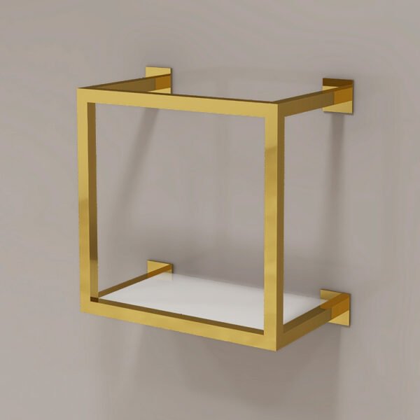 Custom Shiny Gold Wall Rack | Square Bag Display for Fashion Stores