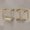 Custom Shiny Gold Wall Rack | Square Bag Display for Fashion Stores