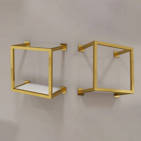 Custom Shiny Gold Wall Rack | Square Bag Display for Fashion Stores