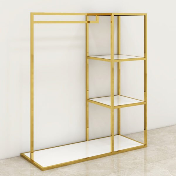 Custom Boutique Rack | Gold Metal Clothing Stand for Women’s Wear