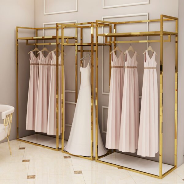 Custom Store Display Furniture | LED Clothes Rack for Boutique Retail
