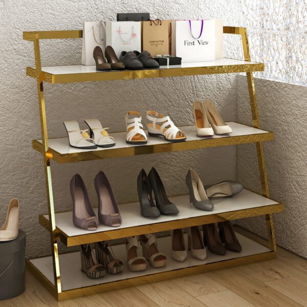 3-Layer Retail Shelf | Custom Metal Display Rack for Footwear & Handbags