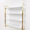 Shoe Shop Wall Shelf – Gold Metal Display Rack for Footwear Retail