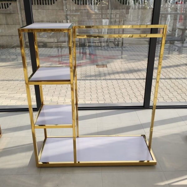 Custom Boutique Rack | Gold Metal Clothing Stand for Women’s Wear