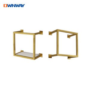 Custom Shiny Gold Wall Rack | Square Bag Display for Fashion Stores