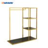 Shiny Gold Metal Clothes Stand – Floor-Type Heavy-Duty Rack for Retail Displays