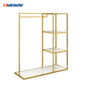 Custom Boutique Rack | Gold Metal Clothing Stand for Women’s Wear