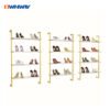 Shoe Shop Wall Shelf – Gold Metal Display Rack for Footwear Retail