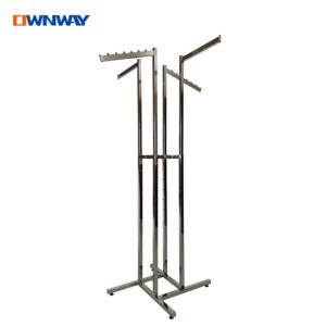 Modern Foldable 4-Way Rack | Metal Coat Display Stand for Home & Store