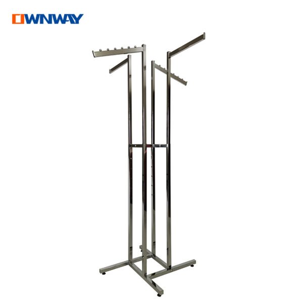 Modern Foldable 4-Way Rack | Metal Coat Display Stand for Home & Store