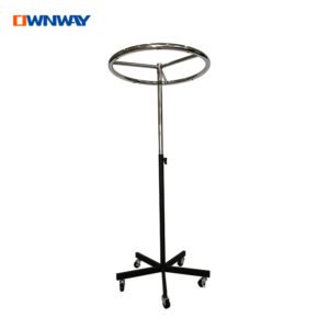 Chrome Round Rotating Rack | Iron Garment Display for Retail & Boutique