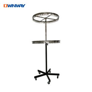 Chrome Rotating Rack | Adjustable Height Round Display for Belts & Scarves