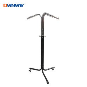 4-Way Rotating Garment Rack | Metal Display Stand with Wheels for Retail Stores