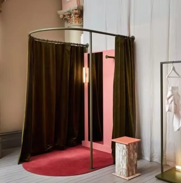 Modern Boutique Changing Room – Portable Dressing Booth with Curtain